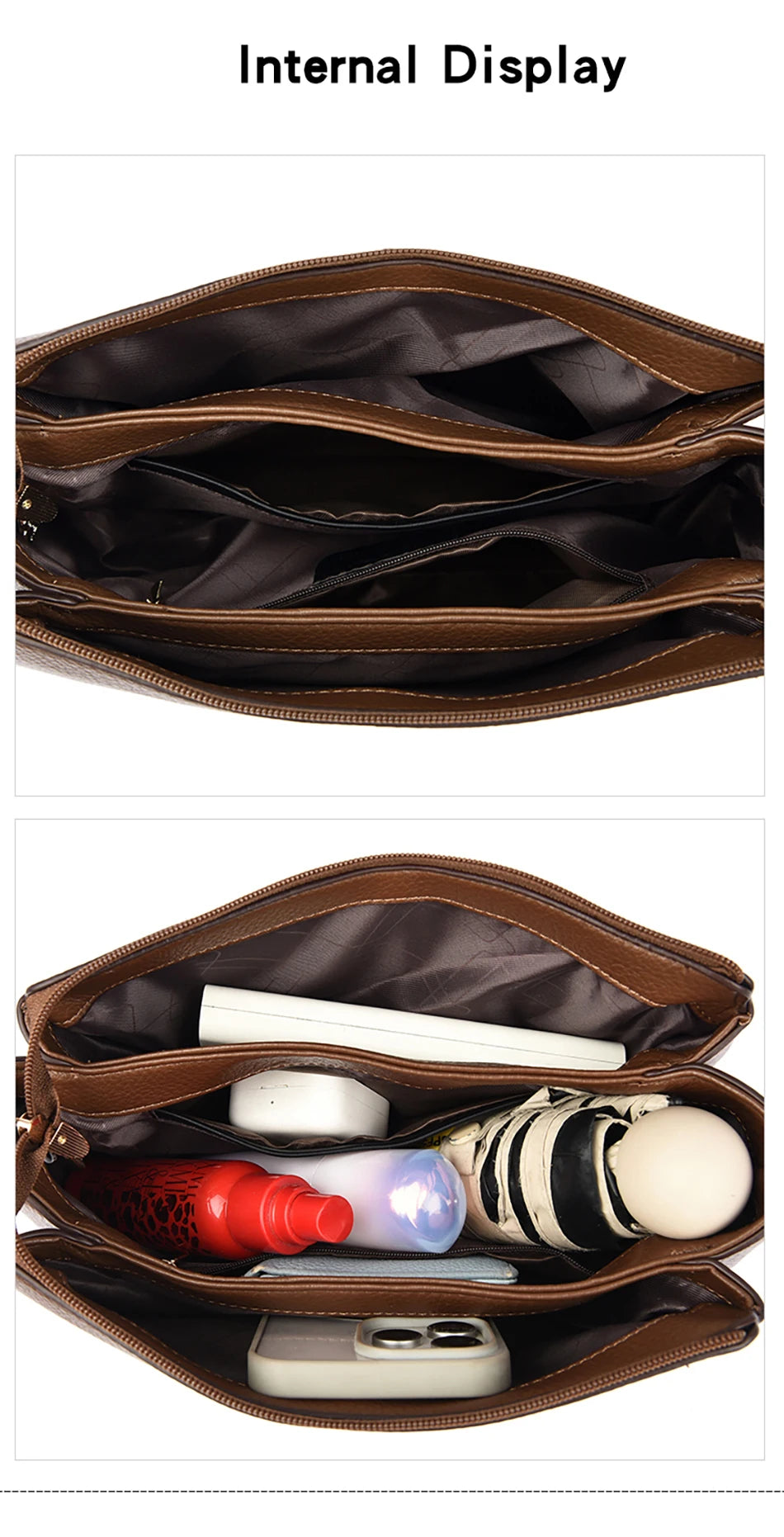 Three-Compartment Tassel Bucket Bag