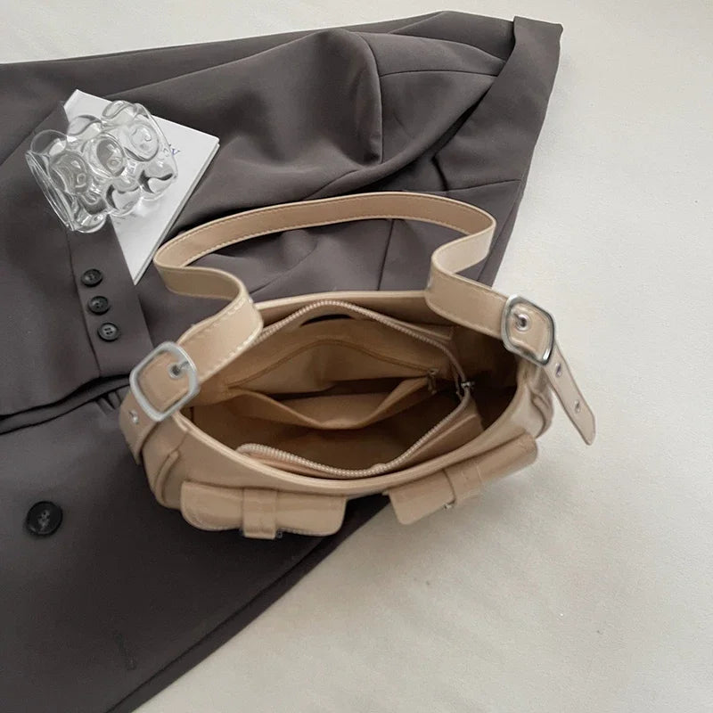 Ladies Shoulder Crossbody Bags PU Leather Women Underarm Bags Solid Color Small Top-handle Bags Purse Female Daily Handbags