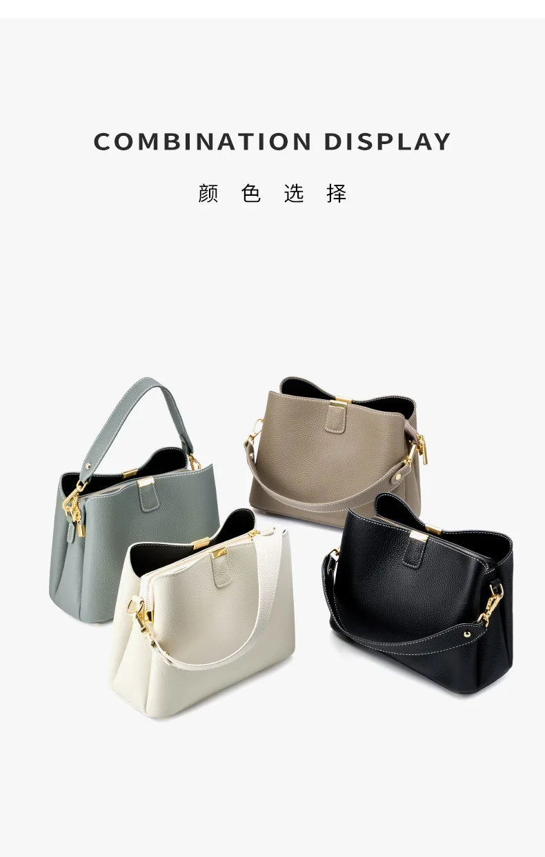 YANATARI Genuine Leather Woman Bag Shoulder Bag Handbags Crossbody Bag Luxury Designer Minimalism Bag Cattle Leather Grey