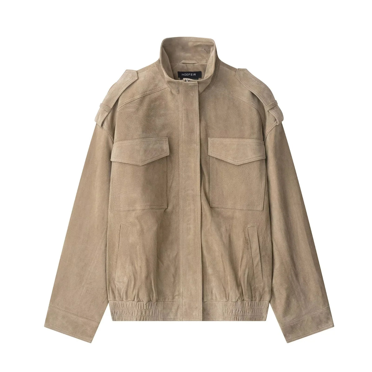 Vintage Women's Brown Suede Jackets Casual Loose Lapel Zipper Pockets Long Sleeve Female Coats 2025 Autumn Lady Commute Outwear