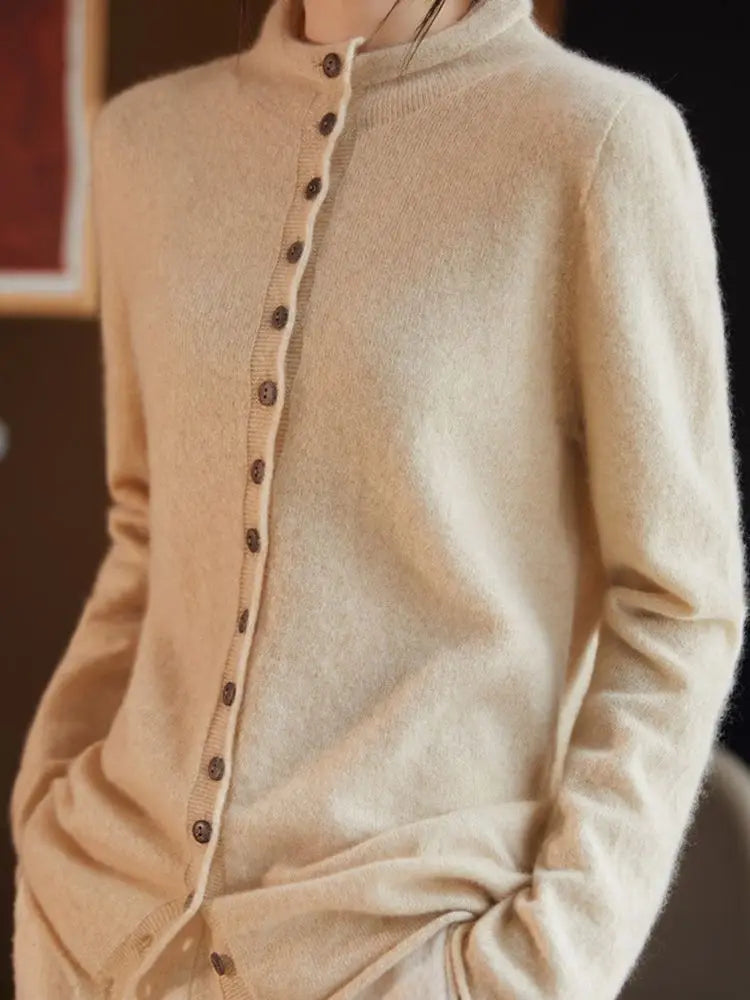 Wool Button-Up Knitted Cardigan