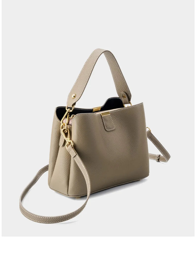 YANATARI Genuine Leather Woman Bag Shoulder Bag Handbags Crossbody Bag Luxury Designer Minimalism Bag Cattle Leather Grey