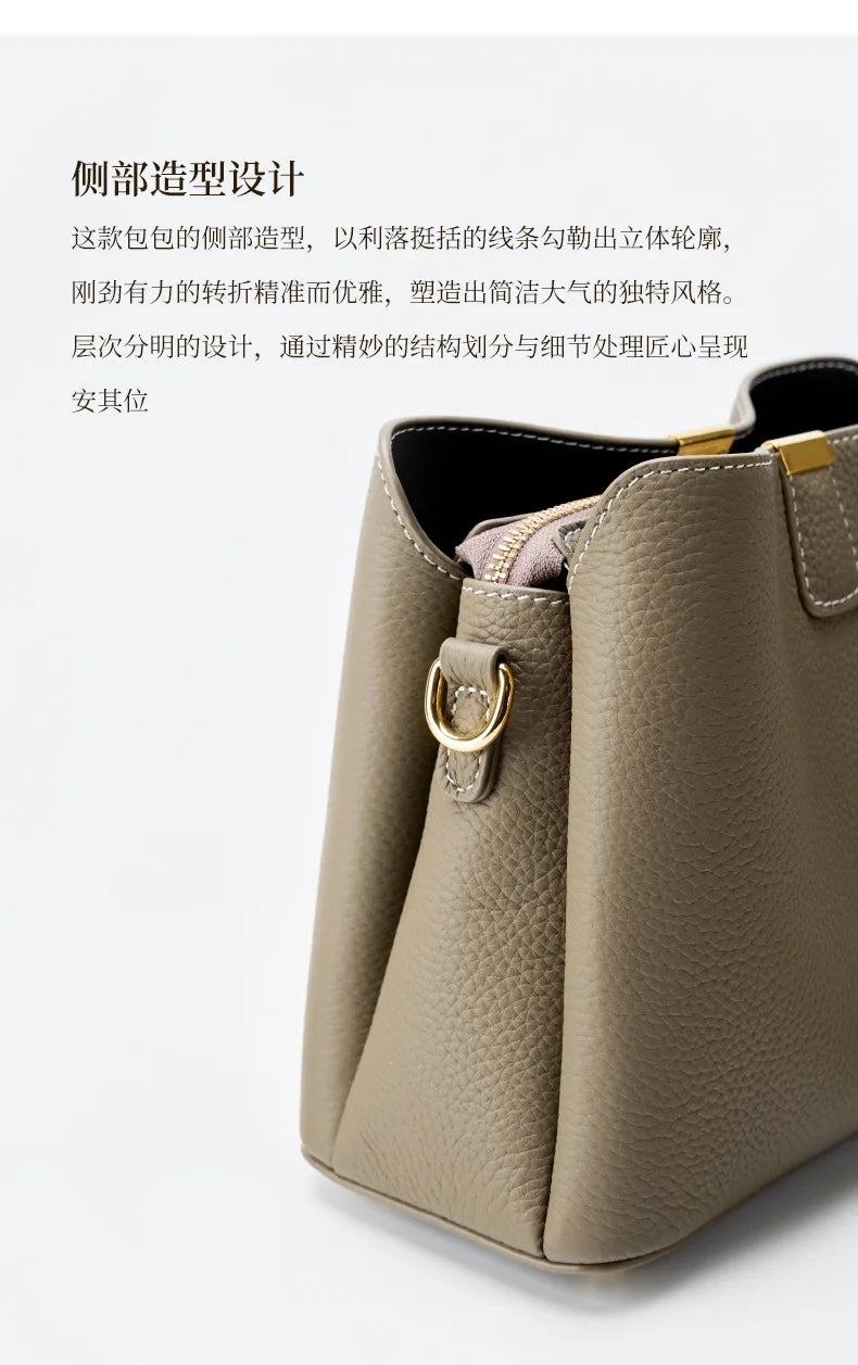 YANATARI Genuine Leather Woman Bag Shoulder Bag Handbags Crossbody Bag Luxury Designer Minimalism Bag Cattle Leather Grey