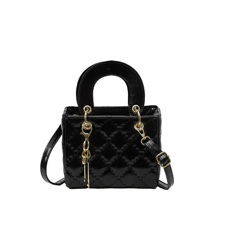 Fashionable texture diamond grid hand-held small square bag women's bag new western-style shoulder bag commuting crossbody bag