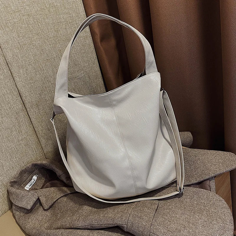 Moods Oversized Black Shoulder Bags For Women Luxury Soft Leather Large Capacity Shopper Totes Dual-strap Big Crossbody Bag 2023