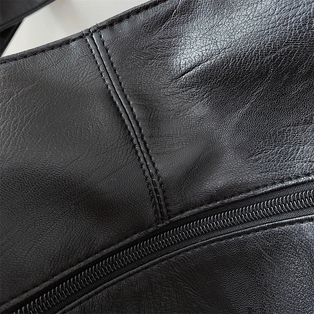 Moods Oversized Black Shoulder Bags For Women Luxury Soft Leather Large Capacity Shopper Totes Dual-strap Big Crossbody Bag 2023