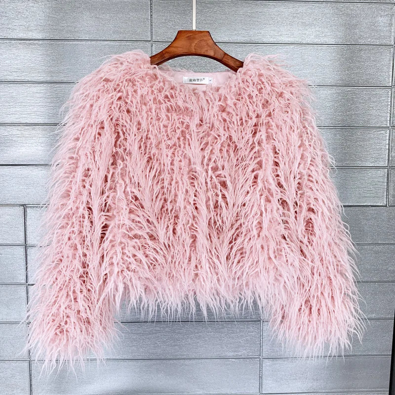 Button-Front Faux-Fur Jacket