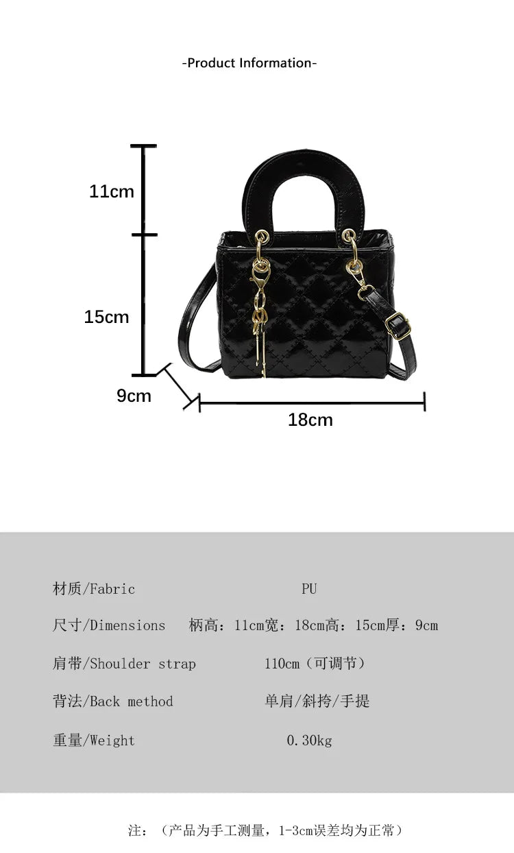 Fashionable texture diamond grid hand-held small square bag women's bag new western-style shoulder bag commuting crossbody bag