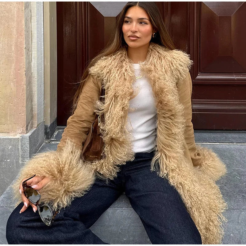 Faux-Fur Patchwork Long Coat