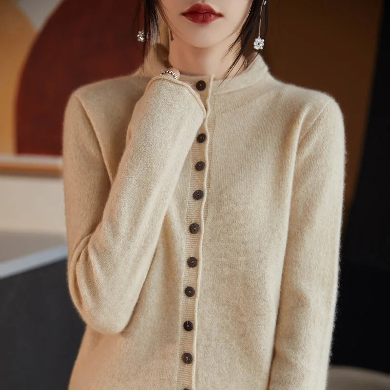 Wool Button-Up Knitted Cardigan