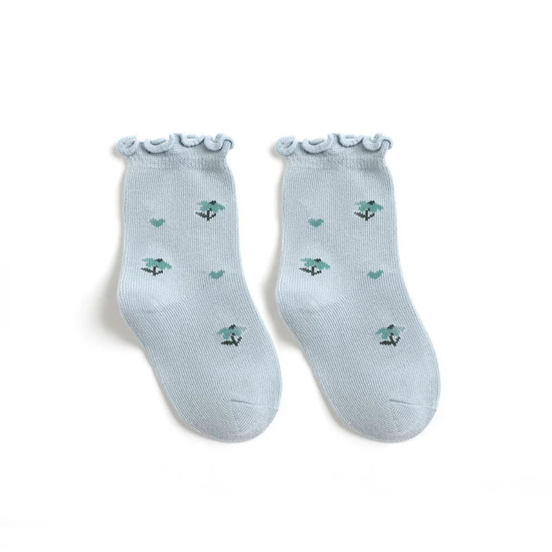 Lawadka 0-5T 5Pairs/set Kids Girl Socks Cotton Print Baby Socks for Girls Fashion Soft Toddler Children's Sock Spring Autumn New