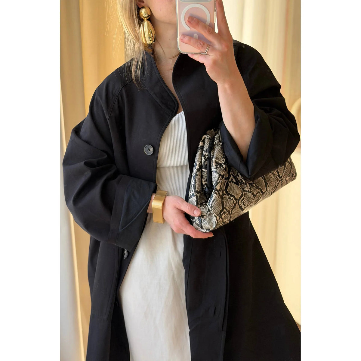 Stand Neck Long Trench Coat Women Spring Casual Turn-down Collar Single-breasted Trench Coat