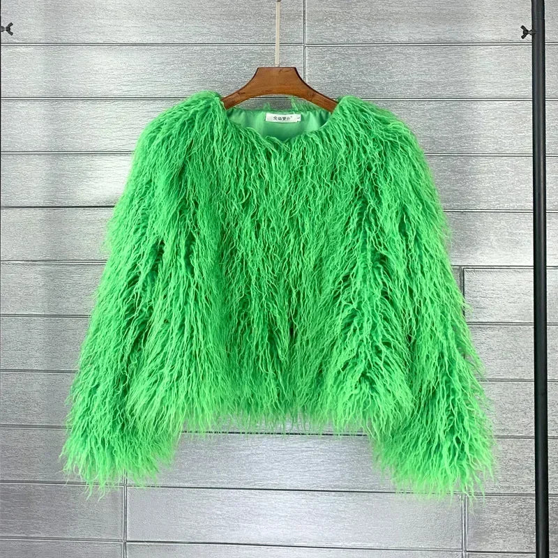 Button-Front Faux-Fur Jacket