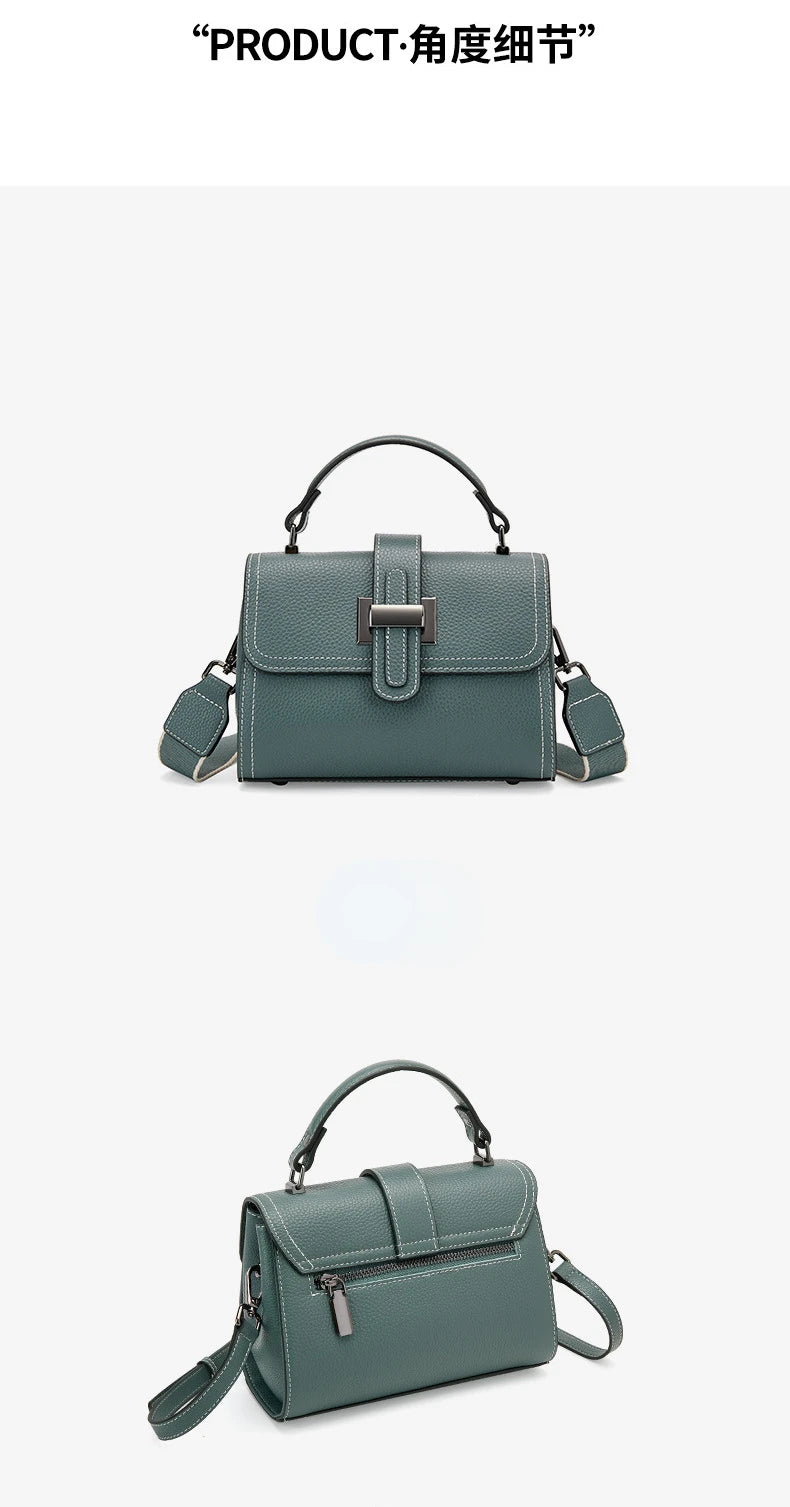 Casual Women Bags Genuine Leather Messenger Bag Cow Leather All-match Single Shoulder Hand-held Square Handbag High Quality