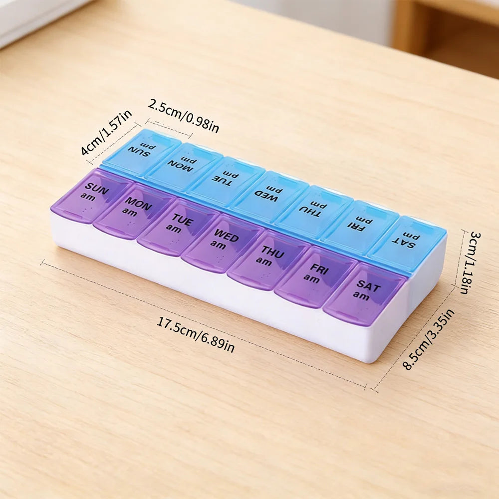 14 Compartments Independent Pill Case Portable Medicine Box Home Office Travel Accessories
